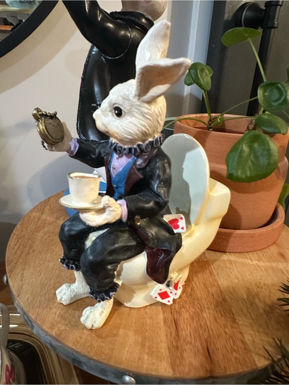 Alice in Wonderland White Rabbit Figurine - Multicolor Ceramic